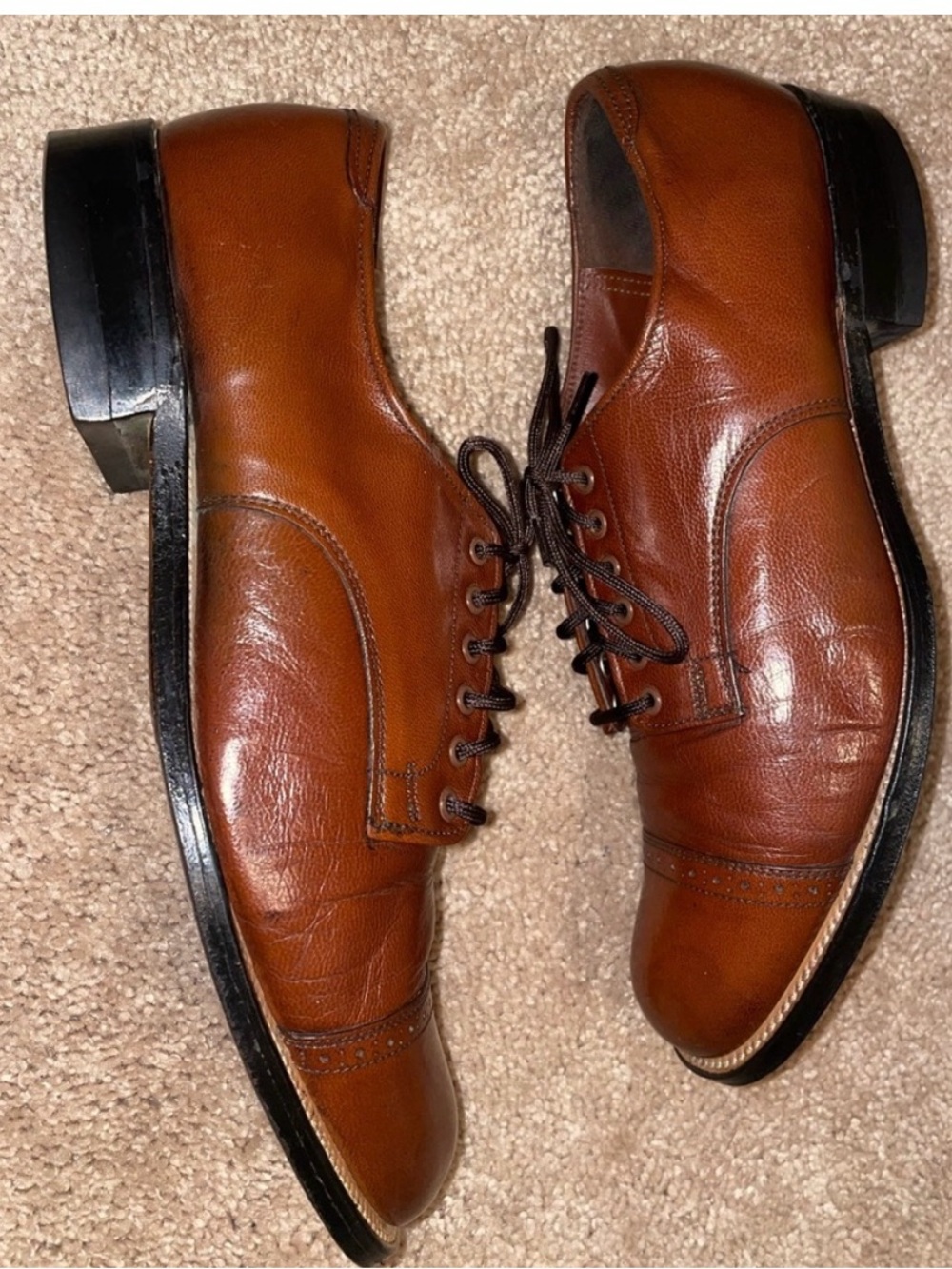 Stacy Adams Men's Brown Leather Lace-Up Dress Shoes vintage